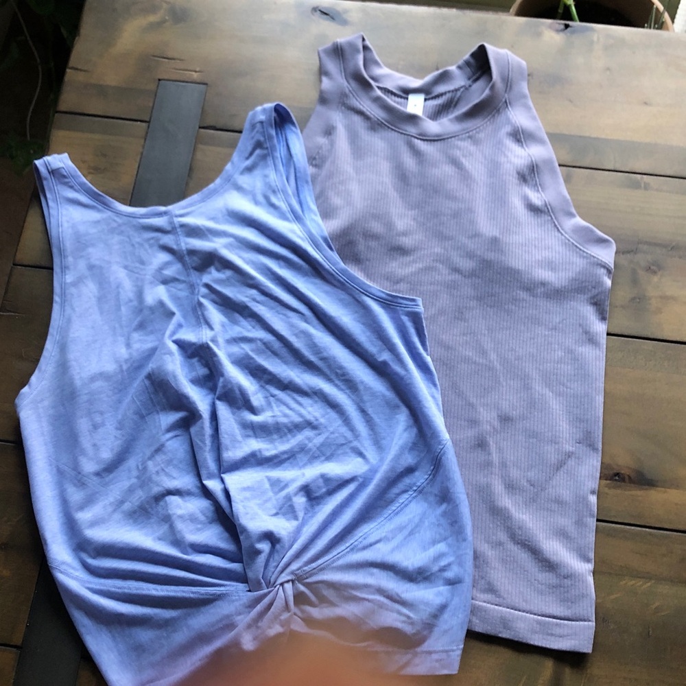 Two Athleta Lavender essence Tanks medium